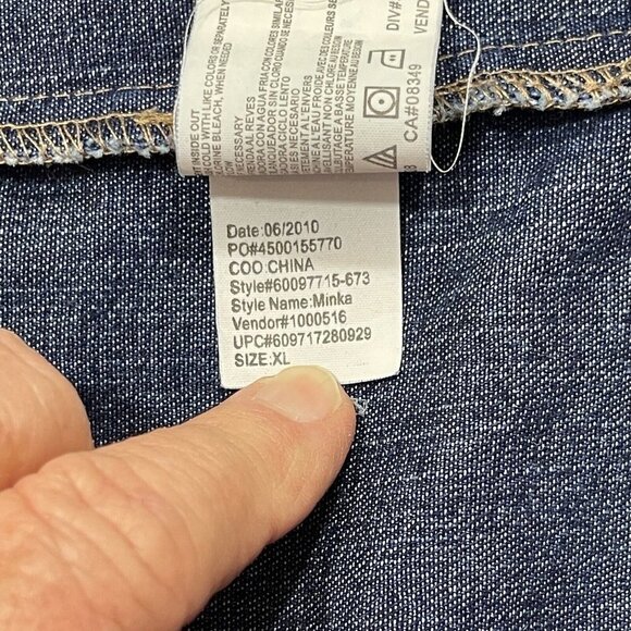 GLORIA VANDERBILT CASUALS Lace Motif Jean Jacket Women's XL Blue Button Up - Picture 9 of 14